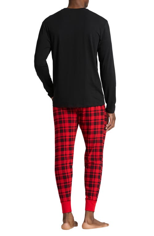 Shop Polo Ralph Lauren Cotton Blend Jersey Pajamas In Red Buffalo Check