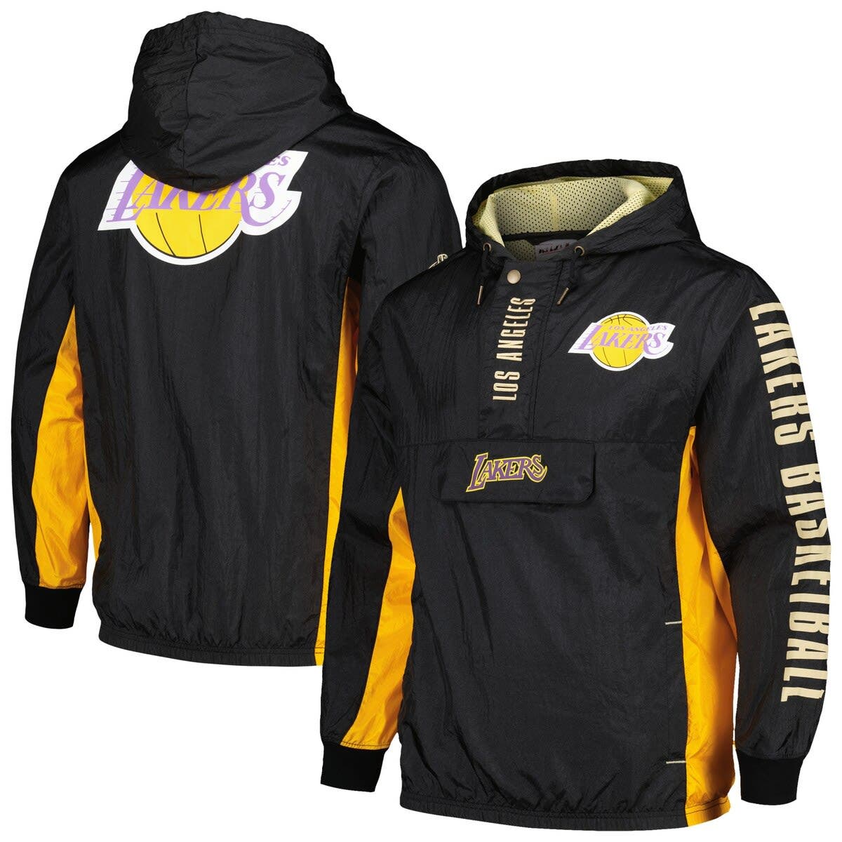 Mitchell & Ness Men's Mitchell & Ness Black Los Angeles Lakers Team OG 2.0 Vintage Logo Anorak 