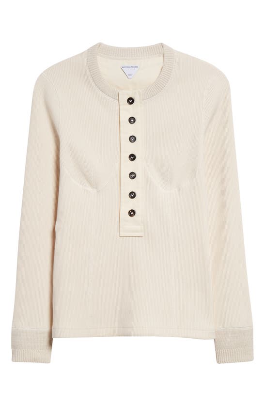 Shop Bottega Veneta Henley Rib Top In Sea Salt