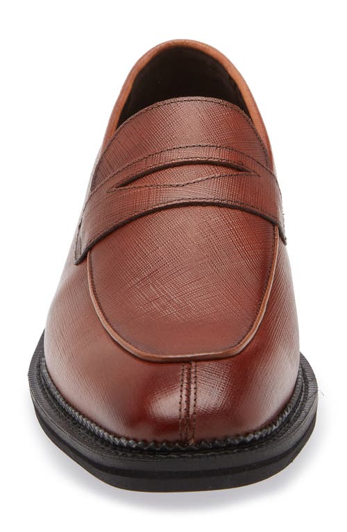 Karl Lagerfeld Paris Apron Toe Saffiano Leather Penny Loafer In Cognac