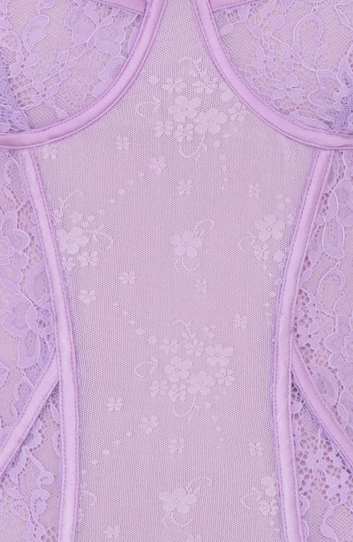 Shop Mistress Rocks Strapless Lace Corset Top In Orchid