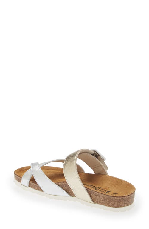 Naot Fresno Slide Sandal In Silver/gold Leather