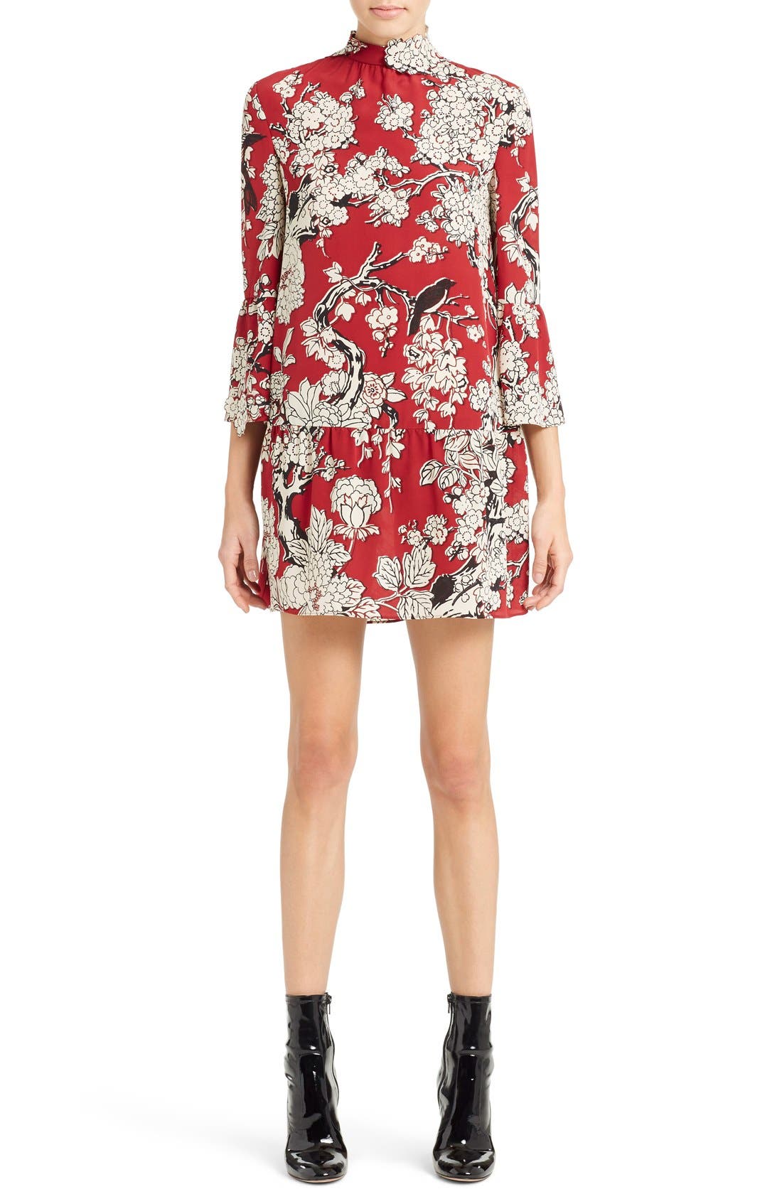 Valentino 'Enchanted' Floral Print Stretch Silk Dress | Nordstrom