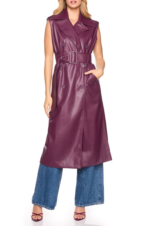 Susana Monaco Faux Leather Sleeveless Trench Coat In Malbec