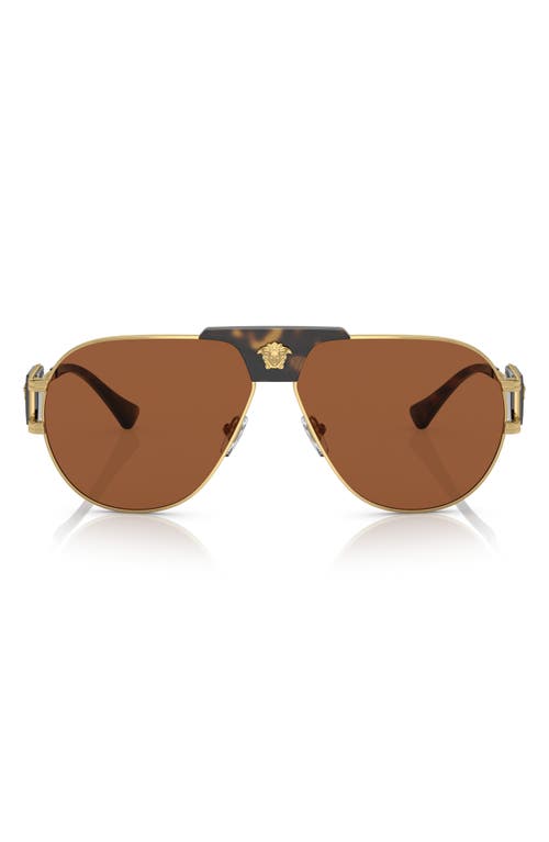 Versace 63mm Oversize Pilot Sunglasses in Dark Brown at Nordstrom
