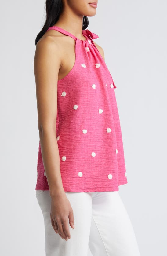 Loveappella Tie Shoulder Sleeveless Top In Fuchsia