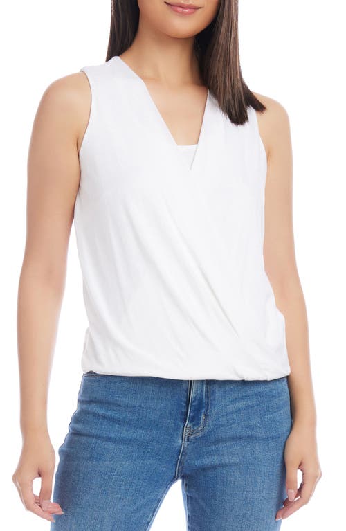 Layered Drape Front Sleeveless Top in Off White