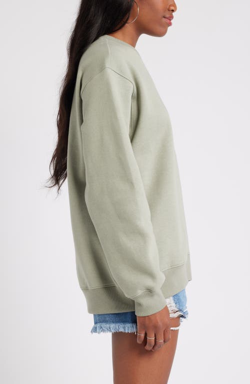 Shop Bp. Fleece Detail Oversize Crewneck Sweatshirt In Green Halo