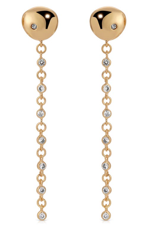 Ettika Polished Pebble Linear Crystal Chain Drop Earrings In Gold