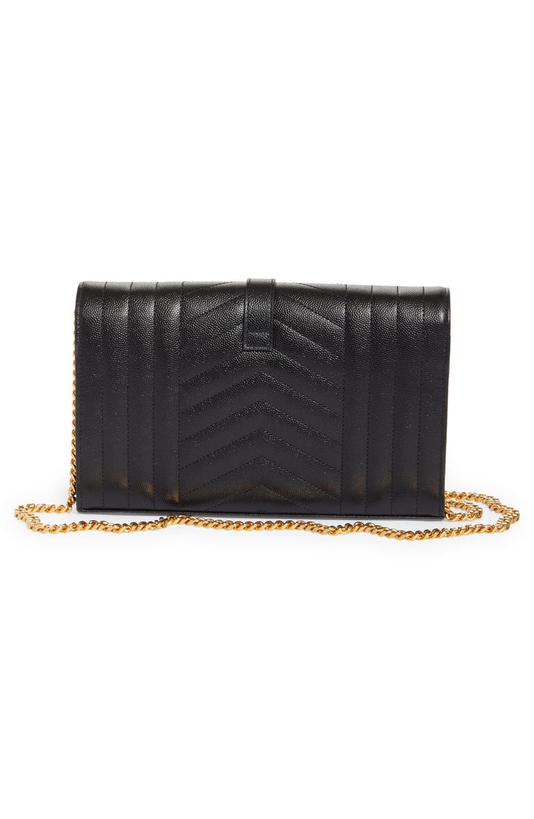 Saint Laurent Envelope Quilted Pebbled Leather Wallet on a Chain ...