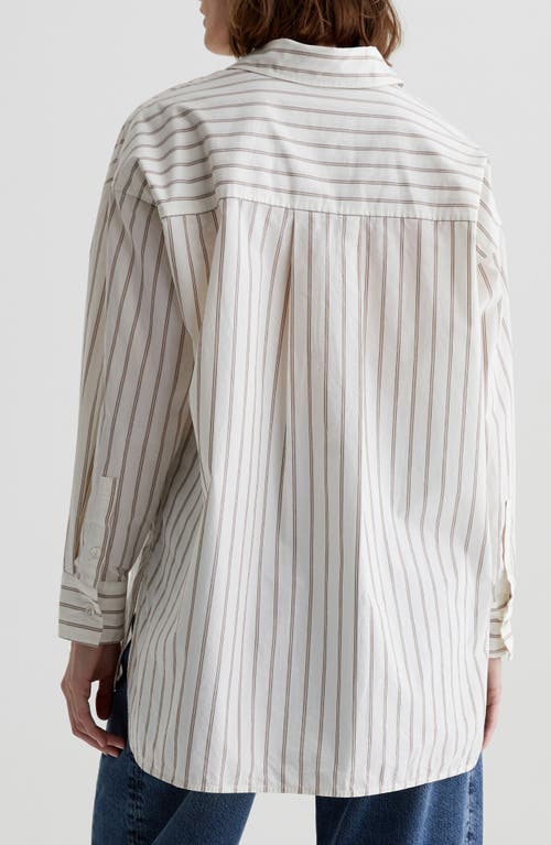 Shop Ag Brea Stripe Long Sleeve Cotton Button-up Shirt In Halo Stripe Neutral Multi