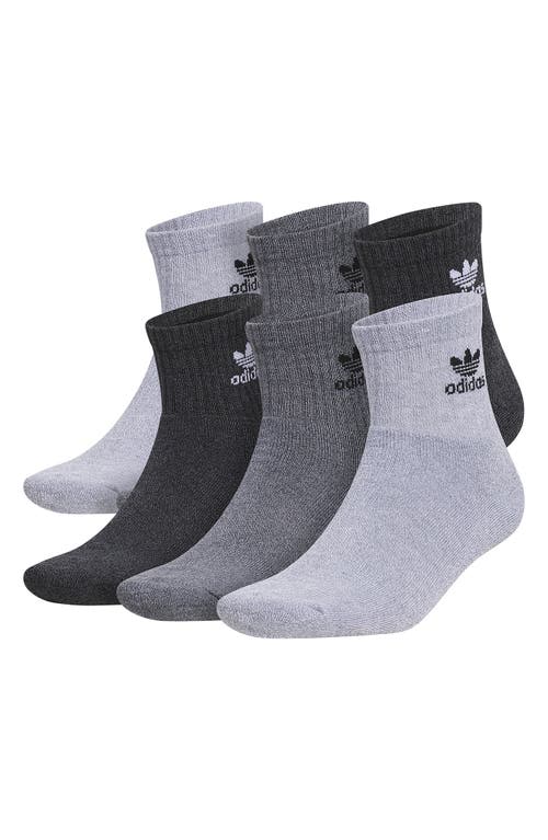 adidas Gender Inclusive Originals Trefoil 6-Pack Ankle Socks in Grey/Black at Nordstrom, Size Medium