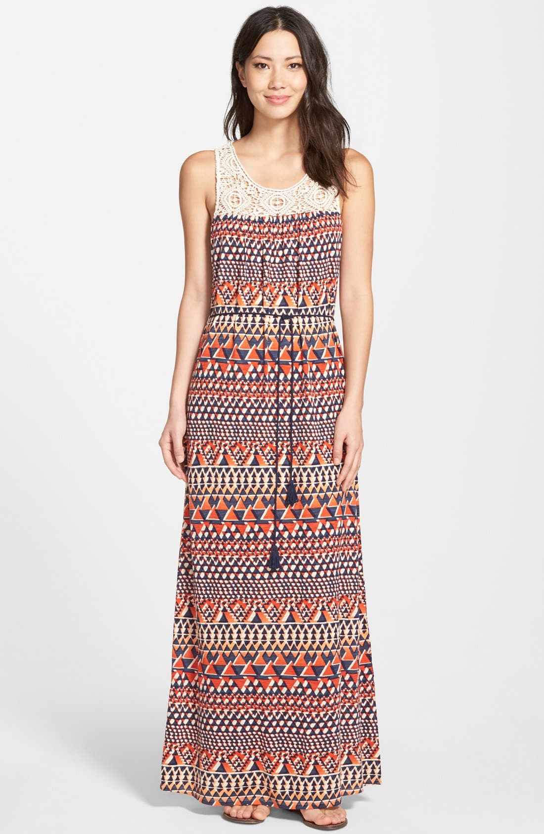 Lucky Brand Crochet Yoke Maxi Dress Nordstrom