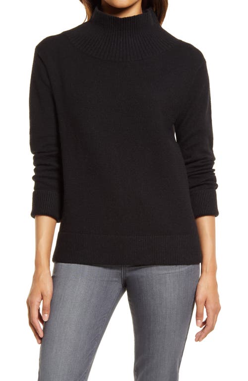 caslon(r) Mock Neck Cotton Blend Sweater in Black