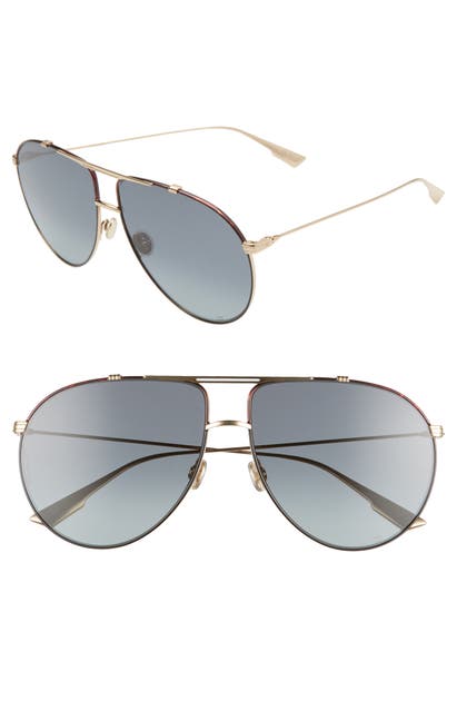Dior Monsieur 63mm Oversize Aviator Sunglasses In Gold Black Havana/ Grey