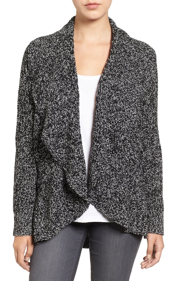 CHAUS Cable Stitch Drape Front Cardigan, Main, color, 005