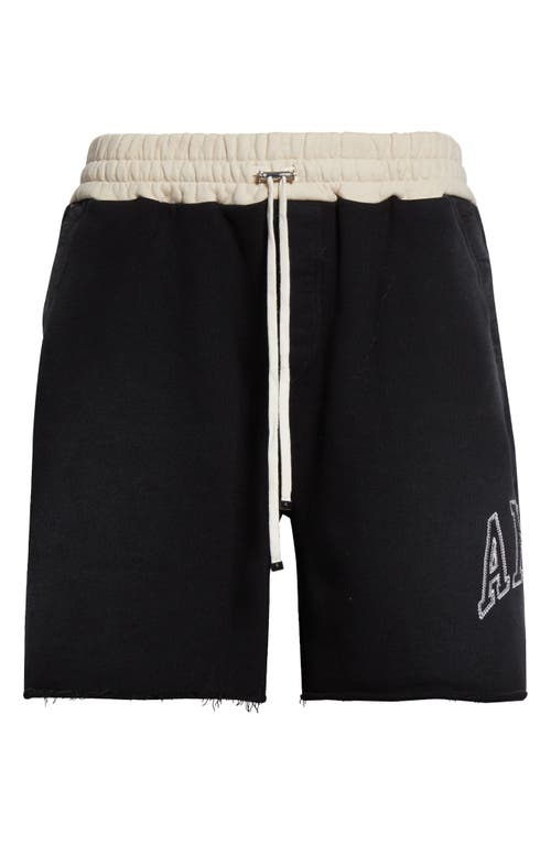 Amiri Collegiate Cutoff Cotton Fleece Shorts In Black