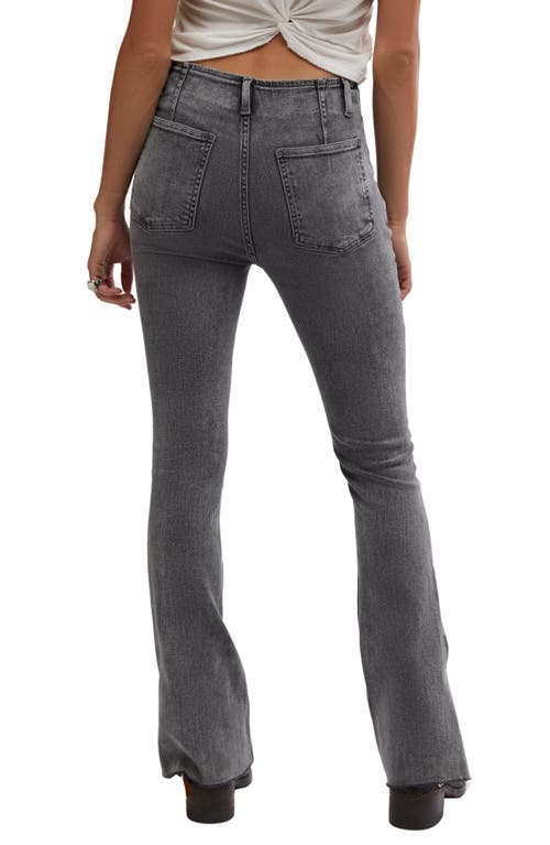 Shop Free People Level Up Side Slit Bootcut Jeans In Ridge Grey