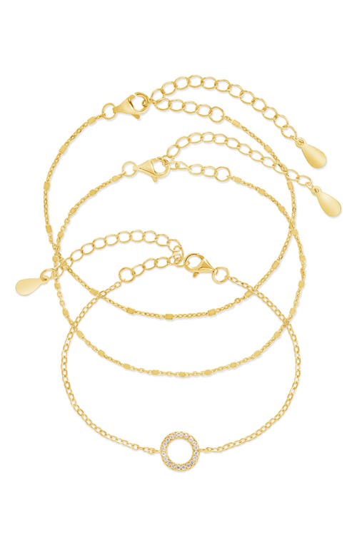 Sterling Forever Set Of 3 Chain Bracelets In Gold