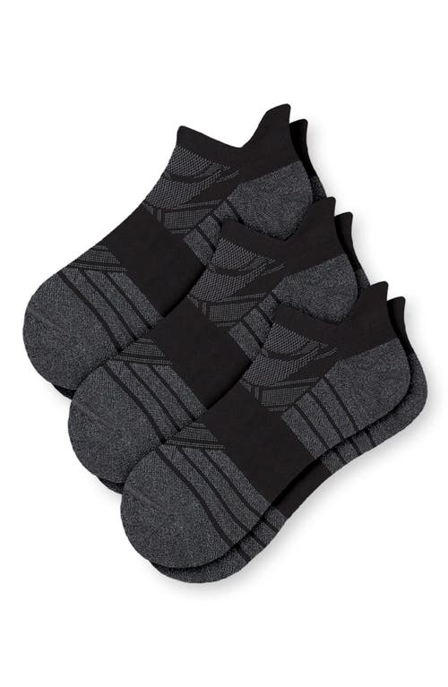 3-Pack Tab Compression Ankle Socks in Black