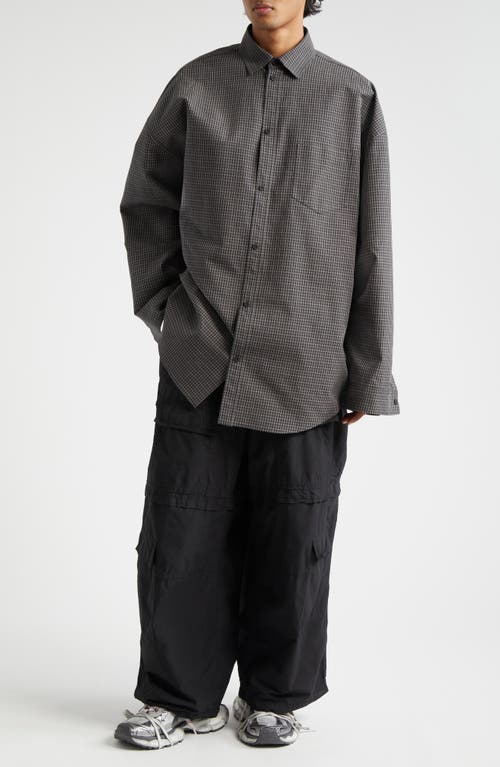 Shop Balenciaga Outerwear Oversize Shirt Jacket In 1269 Black/grey