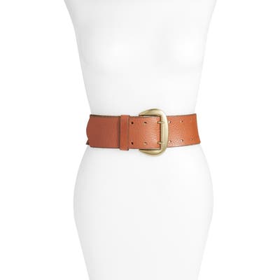 Treasure & Bond Double Prong Wide Leather Belt, Cognac