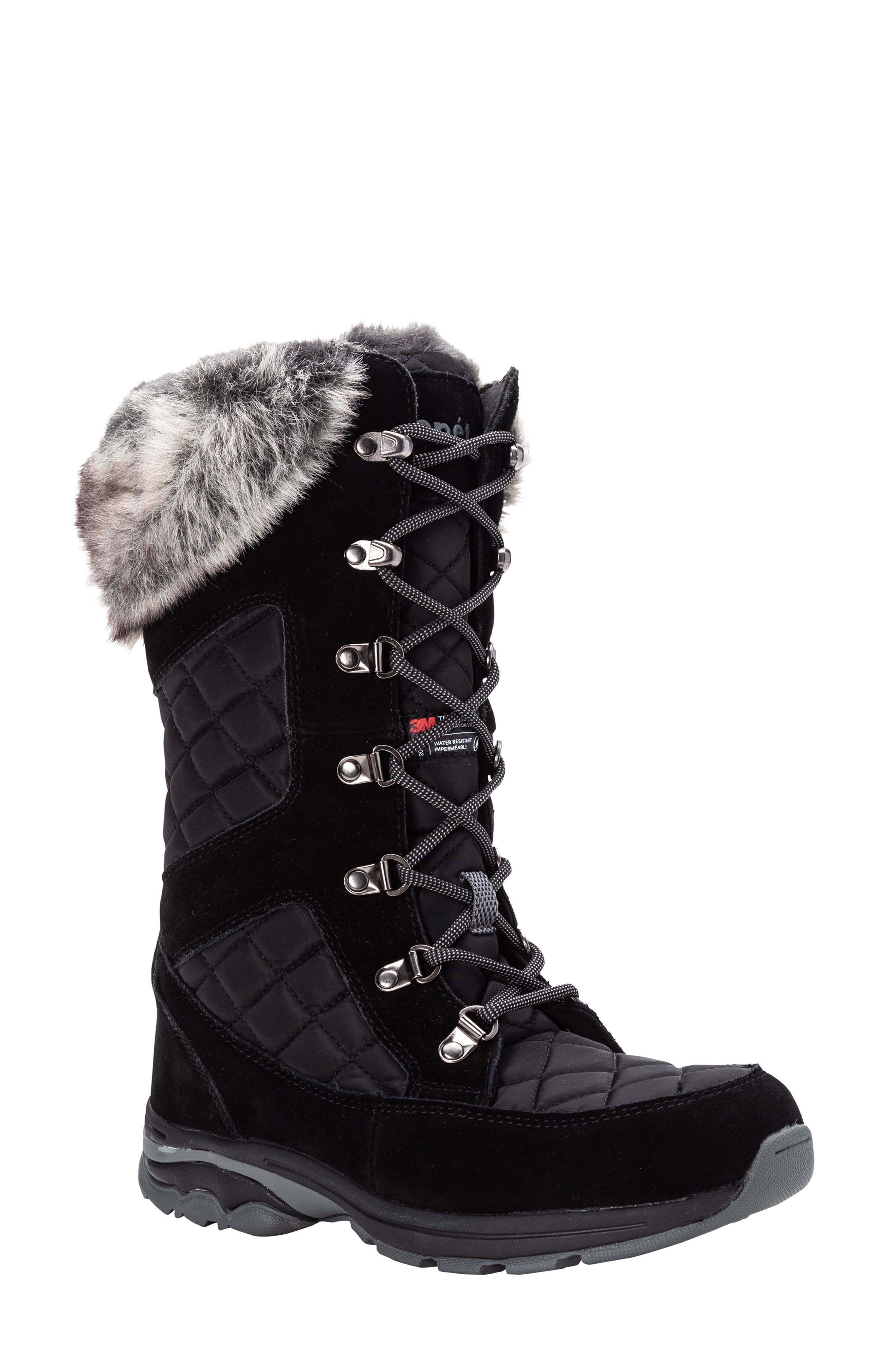 womens black fur lined boots