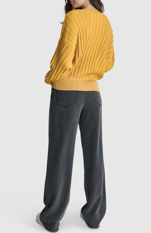 Shop Dkny Transfer Stitch Sweater In Goldenrod/vanilla Bean