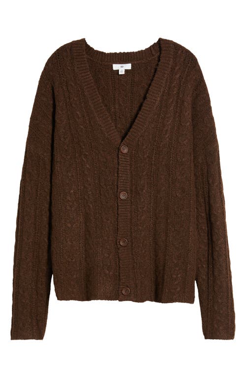 Shop Bp. Oversize Cable Stitch Cardigan In Brown Chestnut