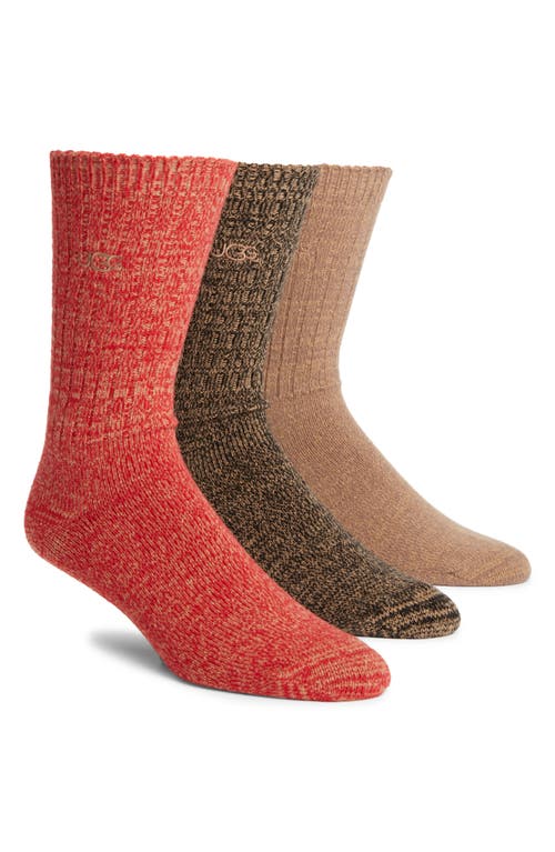 UGG(r) Assorted Trey Rib Knit Cozy Socks in Dark Cherry/All Spice/Black