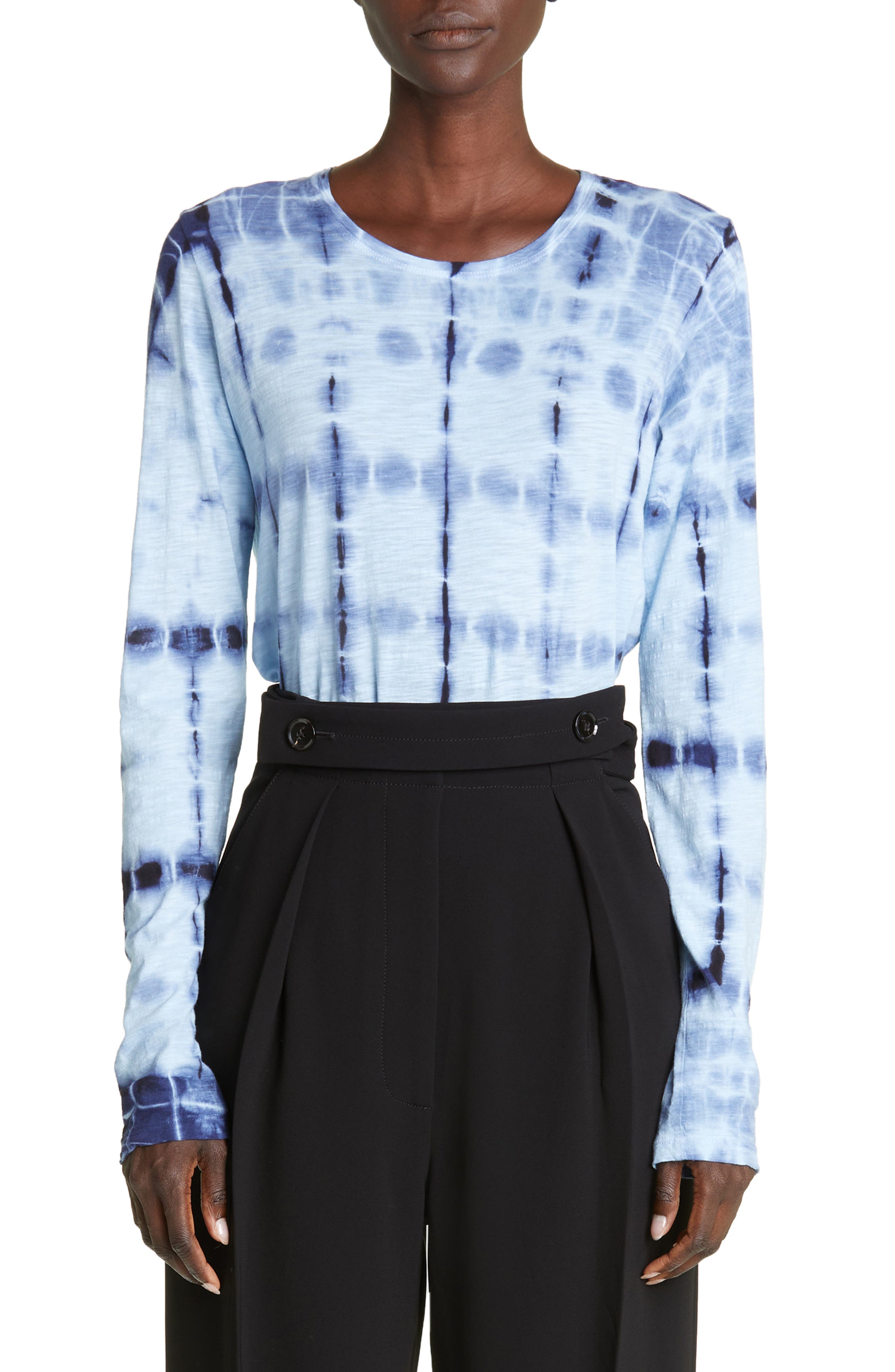 T-shirt Manches Longues Proenza Schouler Imprimé Rayures Florales, 100% Coton, Taille S - Neuf