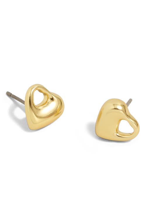 Cutout Puffy Heart Stud Earrings in Pale Gold