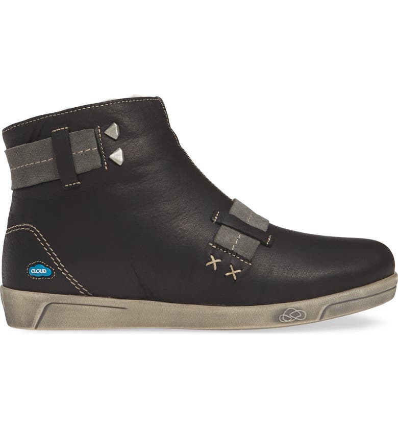 CLOUD Aiden Wool Lined Bootie, Main, color, BLACK LEATHER
