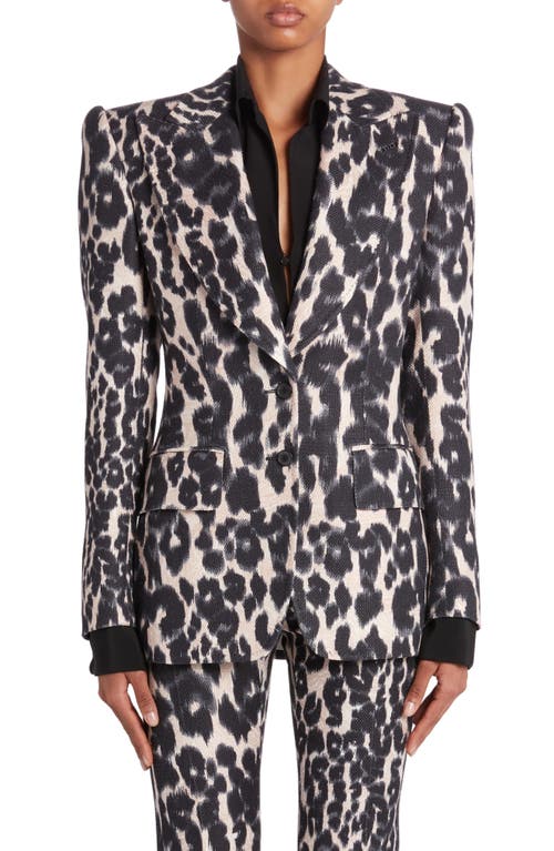 TOM FORD Leopard Print Hopsack Blazer Chalk/Black at Nordstrom, Us