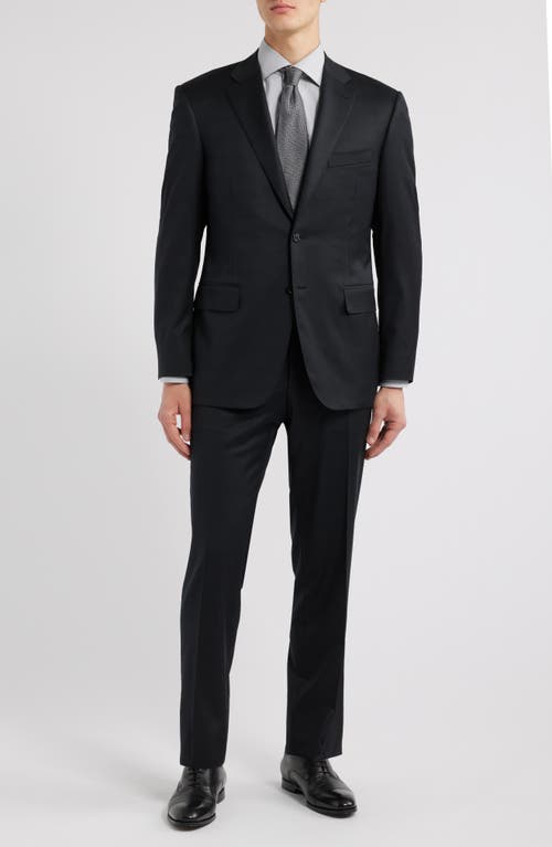 Canali Siena Regular Fit Black Check Wool Suit 