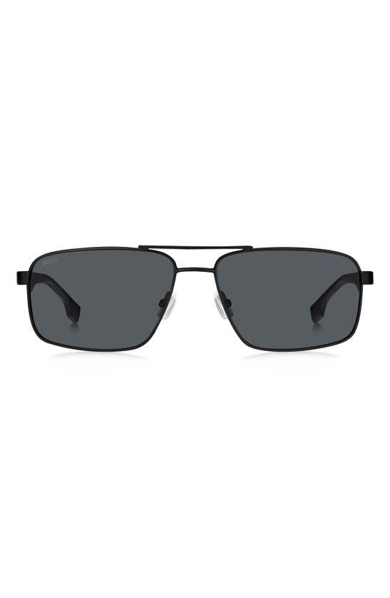 Hugo Boss 59mm Aviator Sunglasses In Matte Black Grey