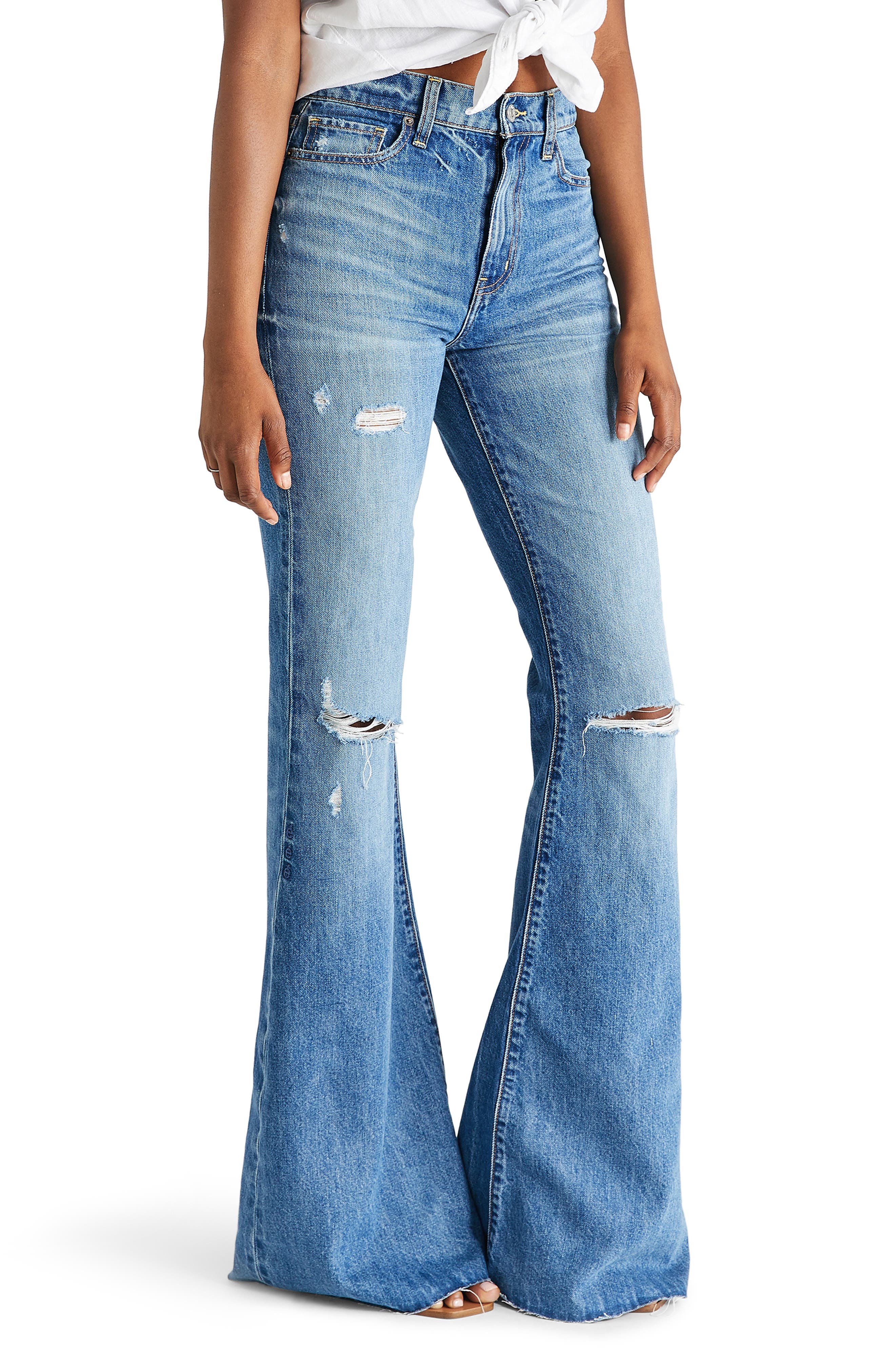 denim high waisted flare jeans