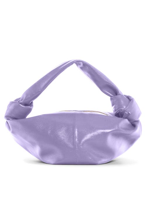 Shop Bottega Veneta Mini Leather Hobo In Lavender/silver