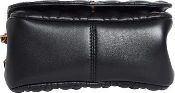 VERSACE Virtus Flap Lambskin Leather Crossbody Bag Black