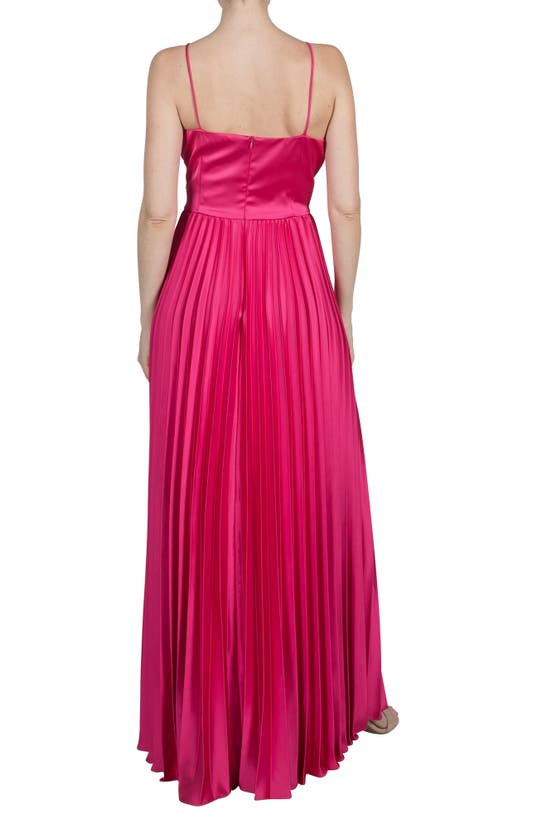 Shop Julia Jordan Sunburst Pleated Satin Maxi Dress In Bright Rose