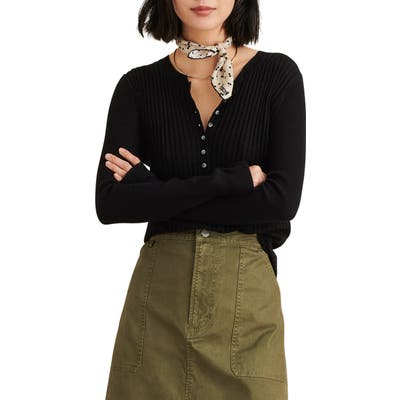 Alex Mill Wool Blend Henley Sweater, Black
