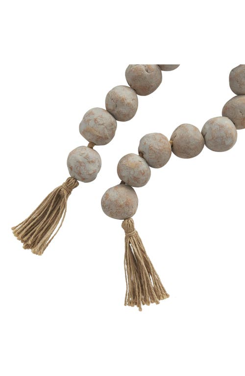 Willow Row Bohemian Ceramic Beaded Tassel Garland In Beige
