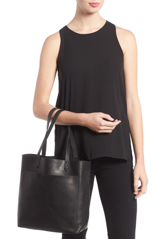 Madewell Medium Leather Transport Tote In True Black