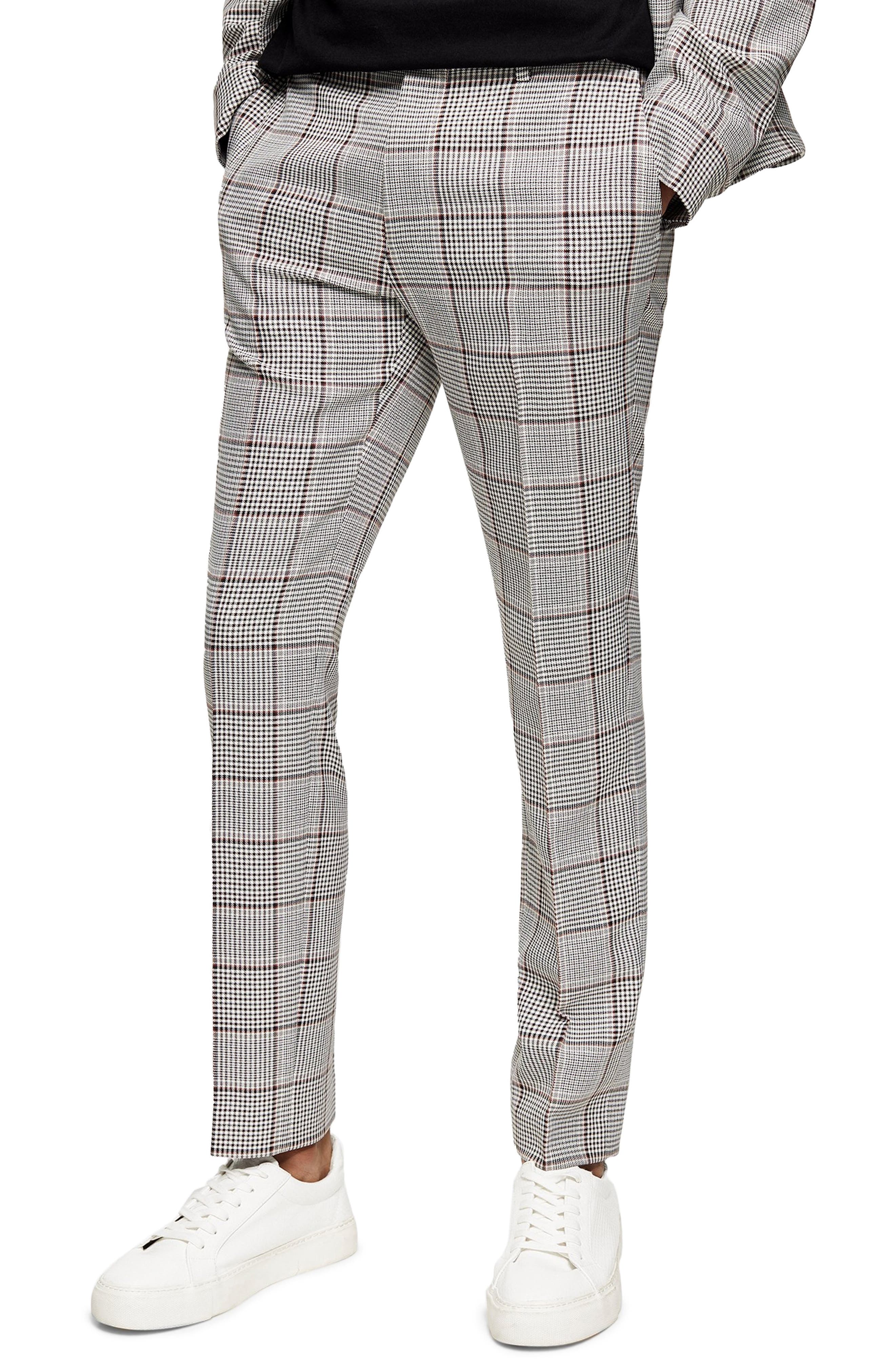 mens plaid slim fit pants