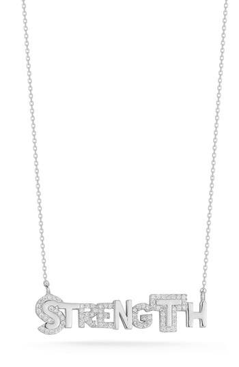 Glaze Jewelry Cz 'strength' Pendant Necklace In Silver