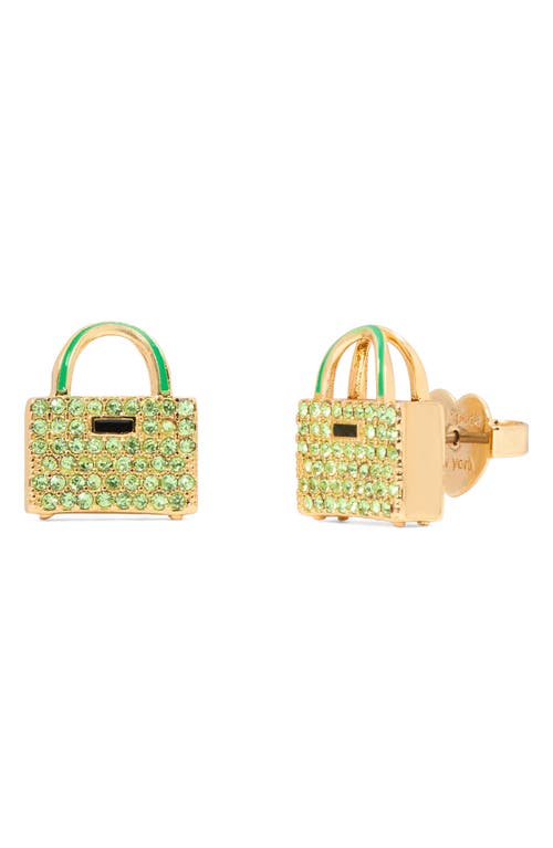 Shop Kate Spade New York Pavé Suitcase Stud Earrings In Green/gold