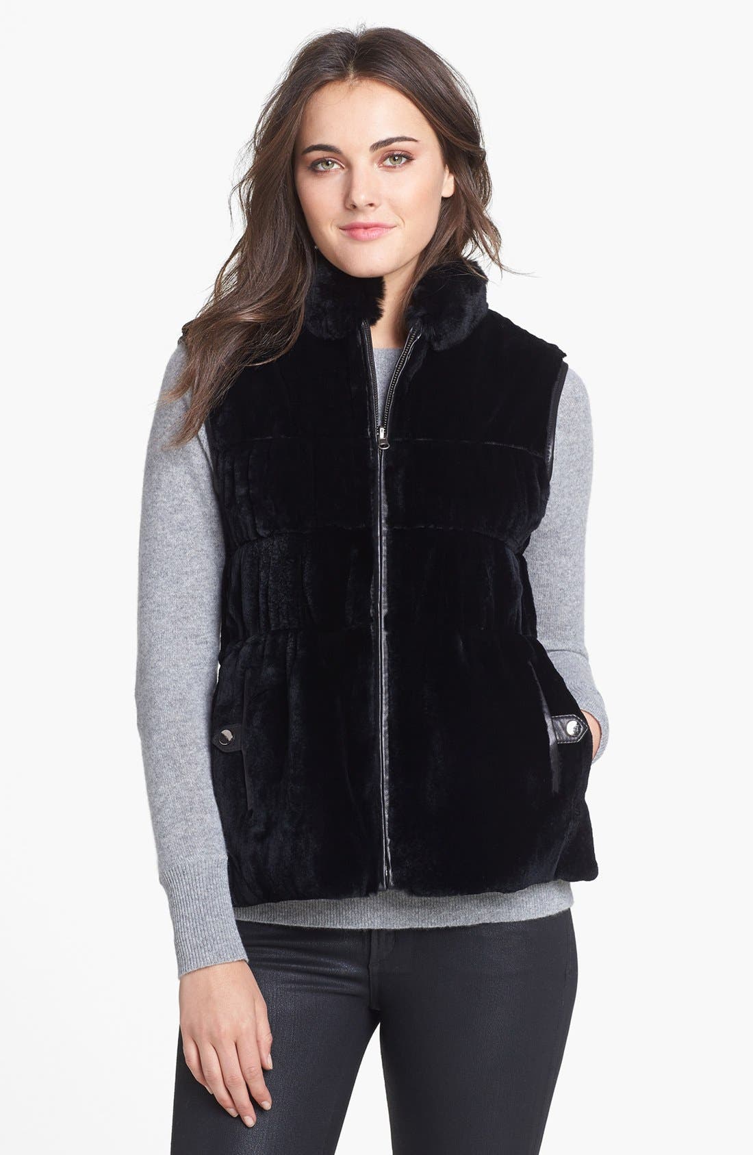 Chosen Furs Reversible Rabbit Fur & Lambskin Leather Vest Nordstrom
