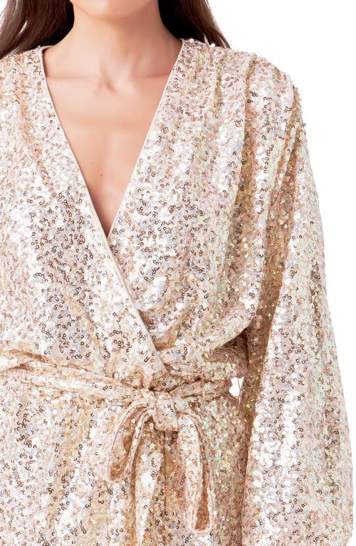 Shop Endless Rose Long Sleeve Sequin Romper In Gold