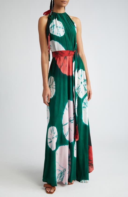 Shop Busayo Aduke Abstract Print Maxi Dress In Green