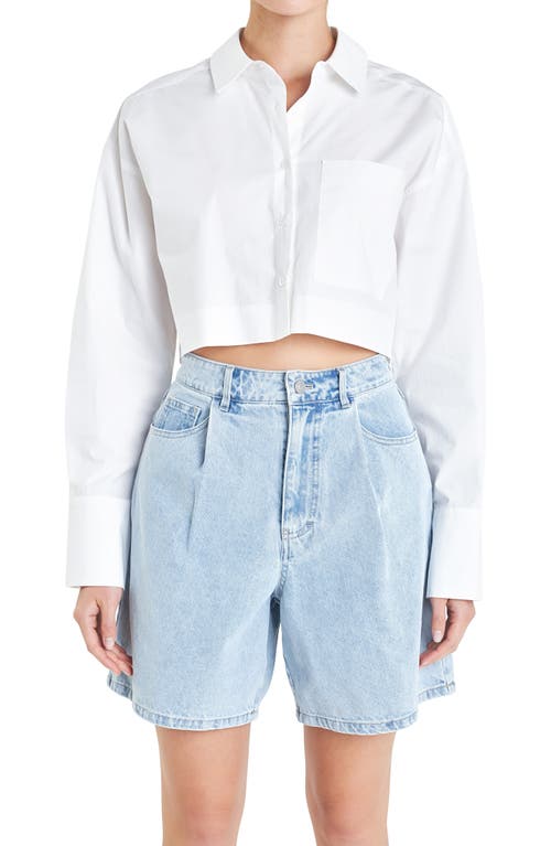 Grey Lab Oversize Crop Button-up Shirt In White
